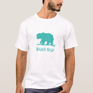 Beach Bear riding a wave, Wh T-Shirt