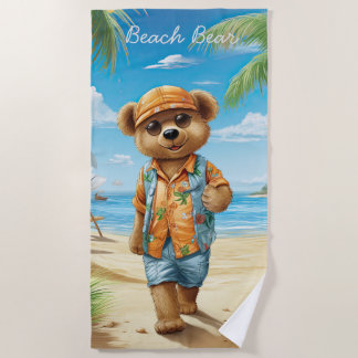 Beach Bear with sunglasses Beach Towel