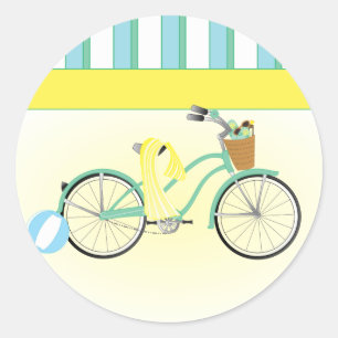 Beach Bicycle Classic Round Sticker
