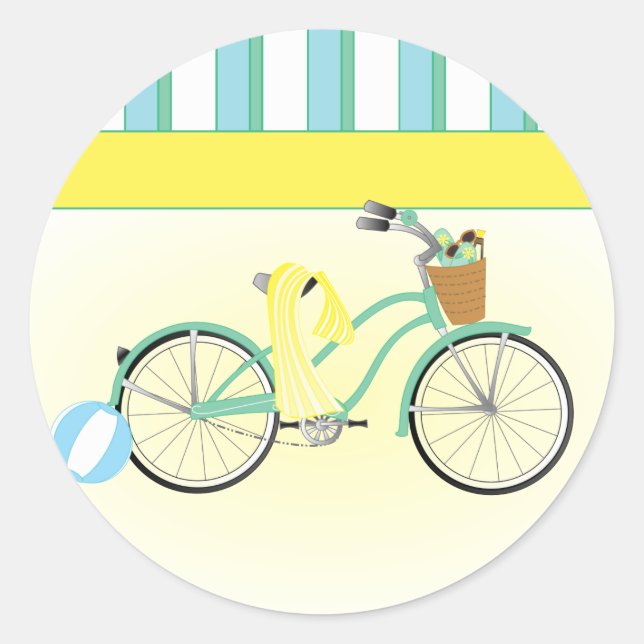 Beach Bicycle Classic Round Sticker (Front)