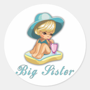 Beach Big Sister Classic Round Sticker