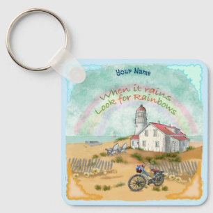 Beach Bike Lighthouse Key Ring