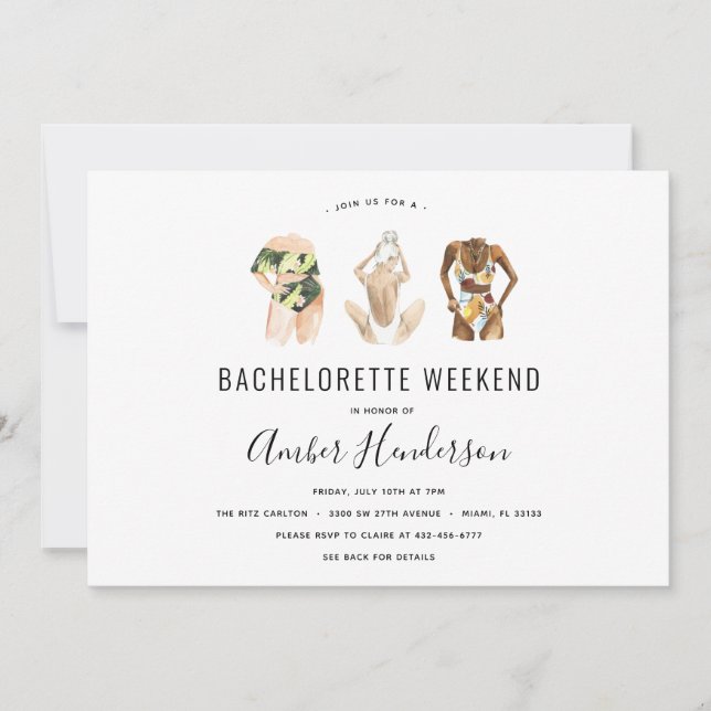 Beach Bikini Bachelorette Itinerary Invitation (Front)