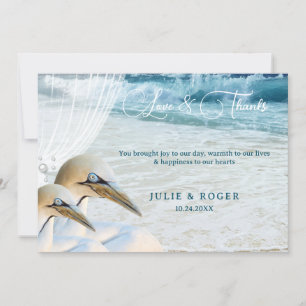 Beach Birds Gannet Photo Wedding Thank You Card
