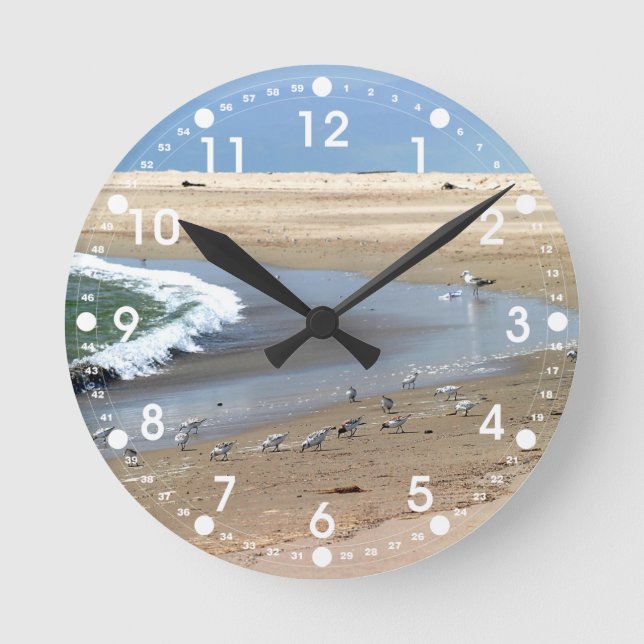Beach Birds Round Clock (Front)