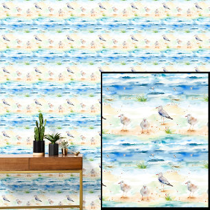 Beach Birds Seagulls on Sandy Beach with Waves     Wallpaper