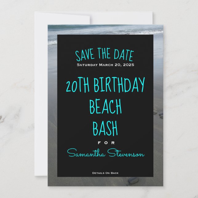 Beach Birthday Bash Any Year Any Name Invitation (Front)