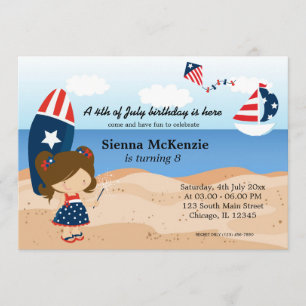 Beach Birthday Independence day party Invitation