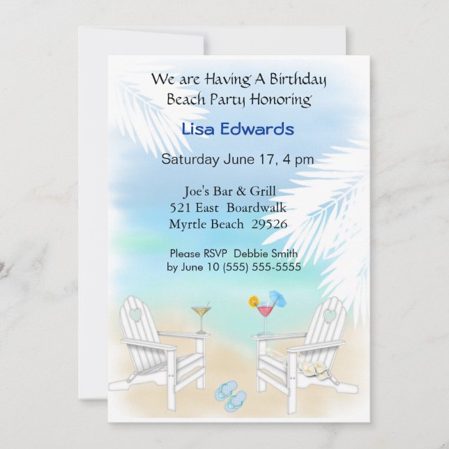 Beach Birthday Invitation (Front)