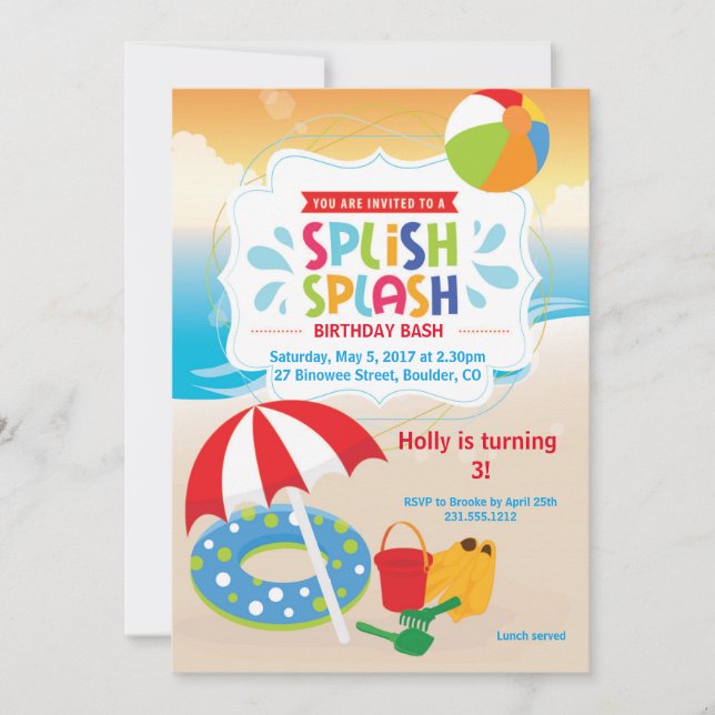 Beach Birthday Invitation • Beach Party (Front)