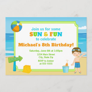 Beach Birthday Invitation Beach Party Boy