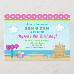 Beach Birthday Invitation Beach Party Girl