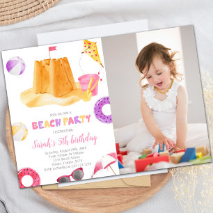 Beach Birthday Invitations with photo