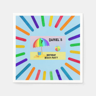 “Beach Birthday Party” Cocktail Napkin