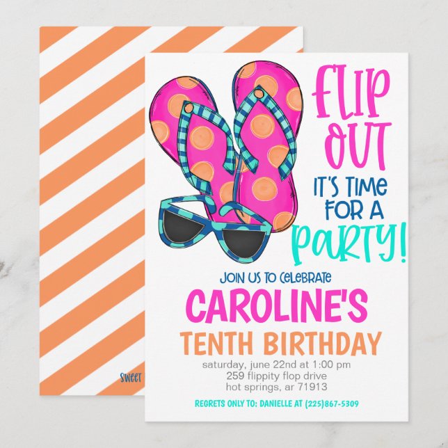 Beach Birthday Party Invitation (Front/Back)