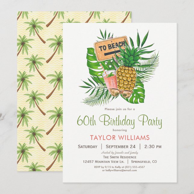 Beach Birthday Party Invitation (Front/Back)