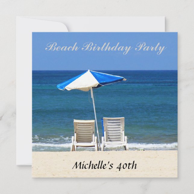 Beach Birthday Party Invitation Chairs (Front)