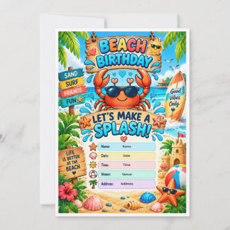 Beach Birthday Party Invitation | Let's Make a Spl