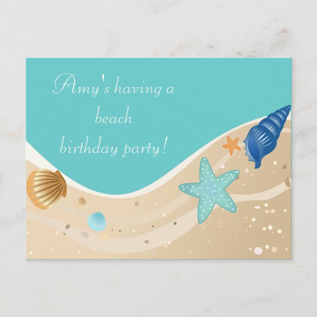 Beach Birthday Party Invitation Postcard (Front)