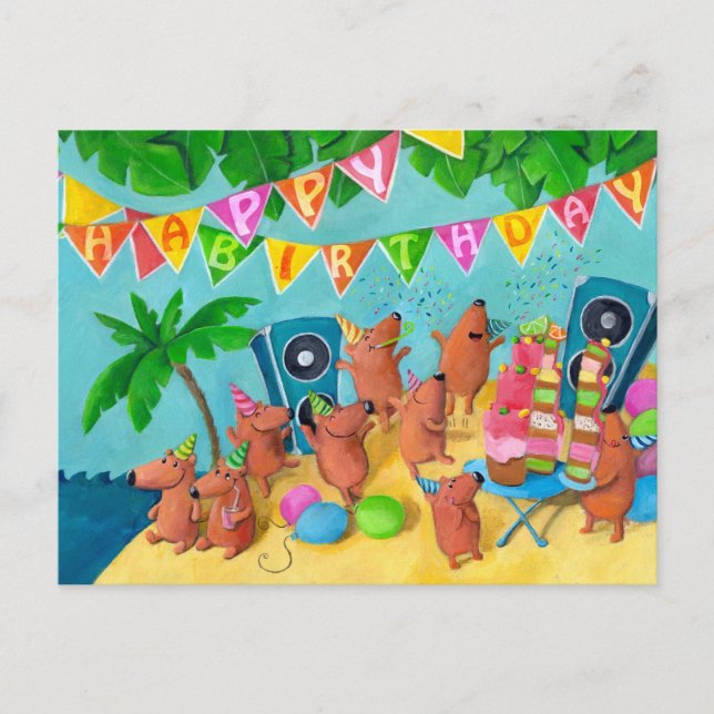 Beach Birthday Party Invitation Postcard (Front)