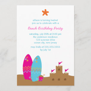 Beach Birthday Party Invitations