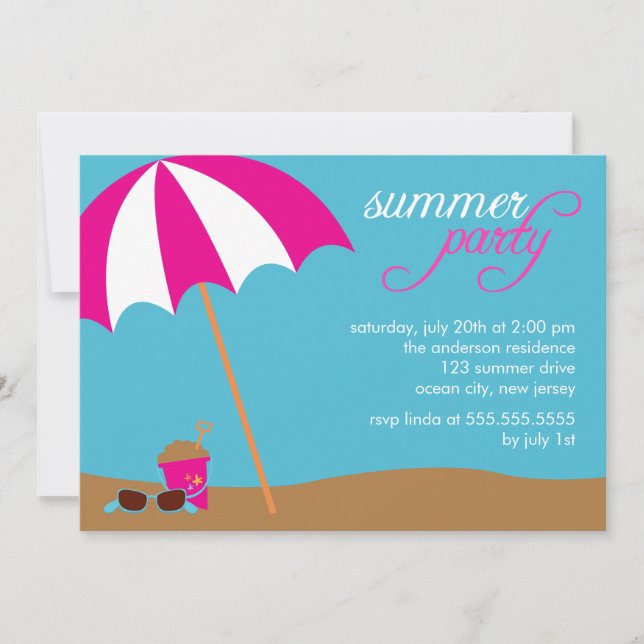 Beach Birthday Party Invitations (Front)