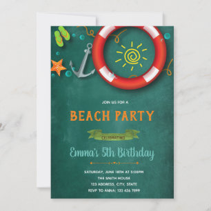 Beach Birthday Party Invite