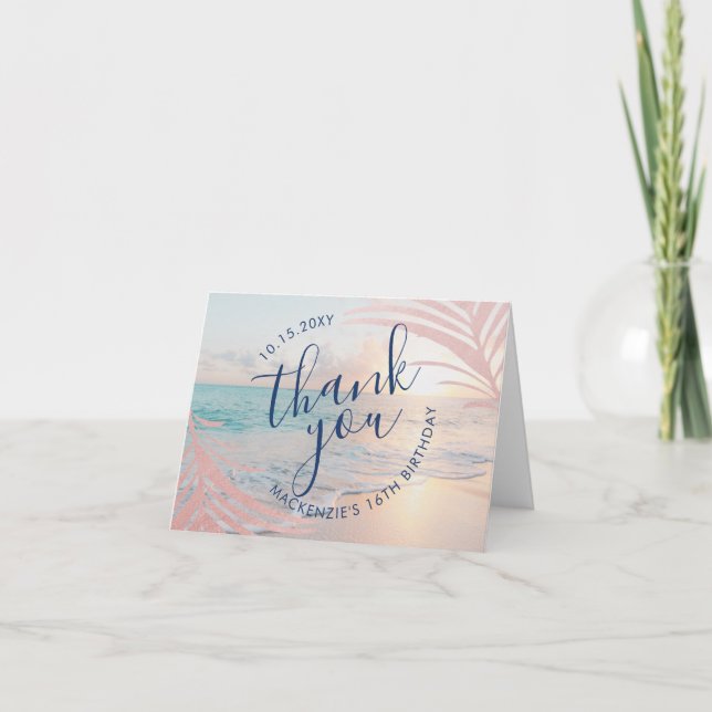 Beach Birthday Party Thank You Card (Front)