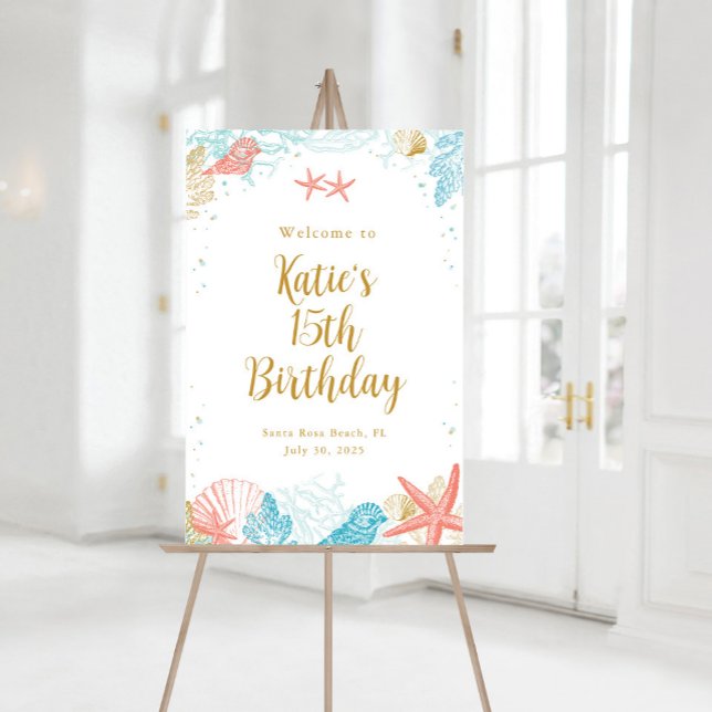 Beach Birthday Party Welcome Sign (Beach Birthday Welcome Sign)