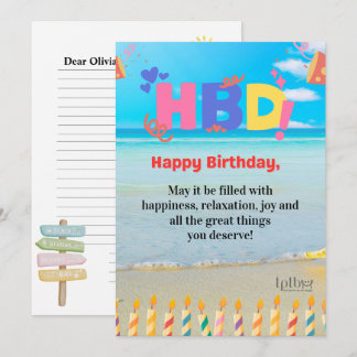 BEACH BIRTHDAY WISH PERSONALIZED CARD