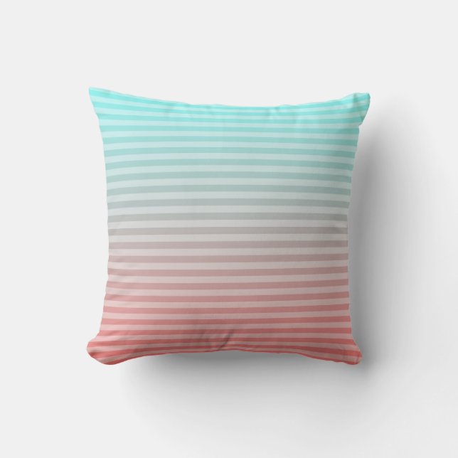 Beach Blanket Teal/Peach Cushion (Front)