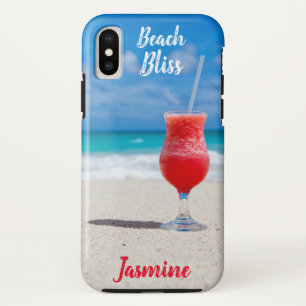 Beach Bliss Tropical Blue Ocean Custom Name iPhone X Case