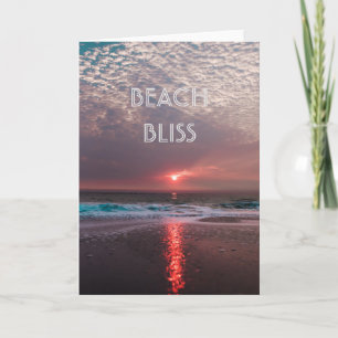 Beach Bliss Tropical Paradise Sunset Editable Holiday Card