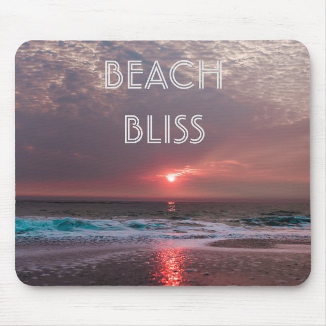 Beach Bliss Tropical Paradise Sunset Editable Mouse Mat (Front)