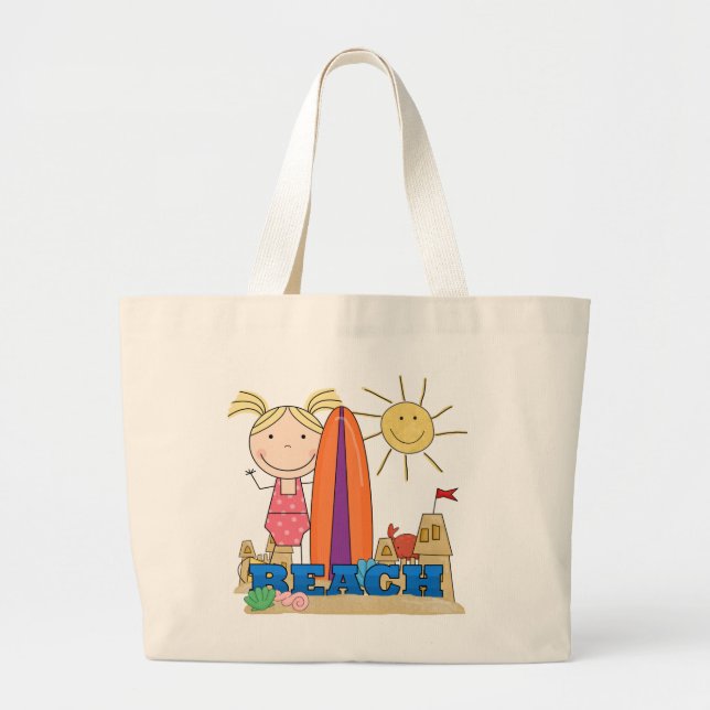 BEACH - Blonde Girl Tshirts and Gifts Large Tote Bag (Front)