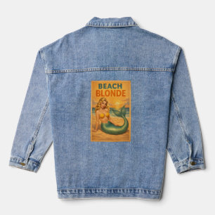 Beach Blonde Pin-Up Mermaid Retro Coastal Life Denim Jacket