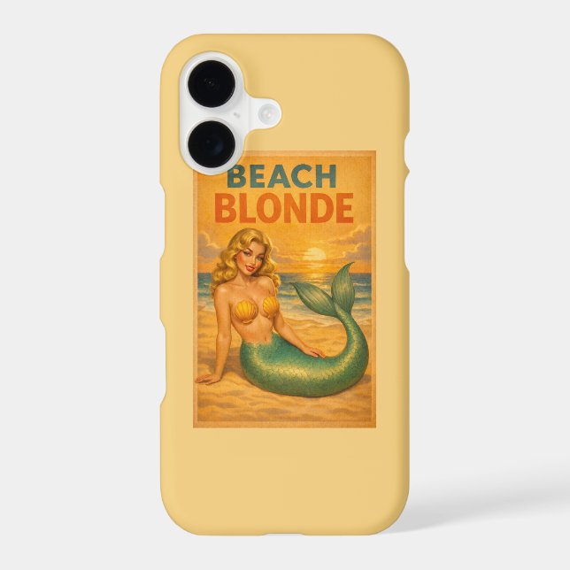 Beach Blonde Pin-Up Mermaid - Retro Coastal Phone (Back)