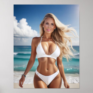 Beach Blonde Pin Up Poster
