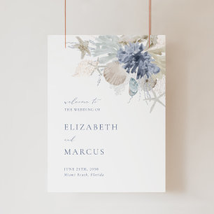 Beach Blue Acrylic Wedding Welcome Sign
