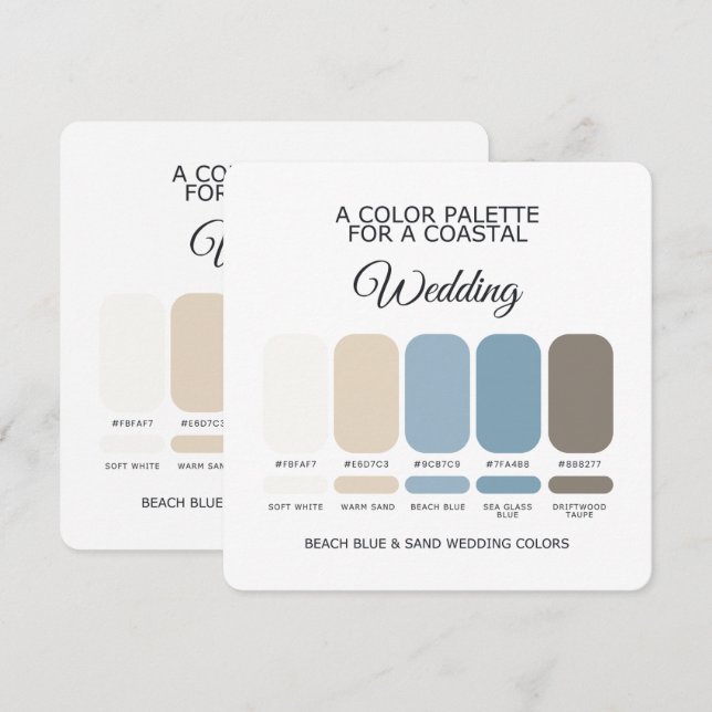 Beach Blue and Sand Wedding Colour Palette Card (Front/Back)
