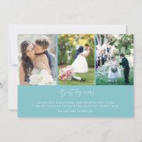 Beach Blue Best Day Ever Photo Wedding Thank You