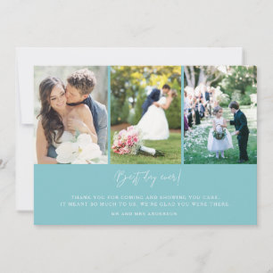 Beach Blue Best Day Ever Photo Wedding Thank You Card
