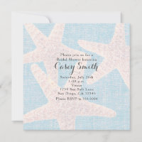Beach Blue Burlap Starfish Elegant Wedding Bridal