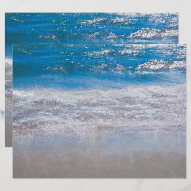 Beach Blue Coastal Ocean Waves Tropical Art (Front/Back)