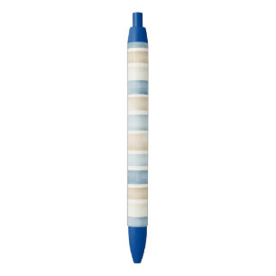 Beach Blue Cream Stripes Black Ink Pen