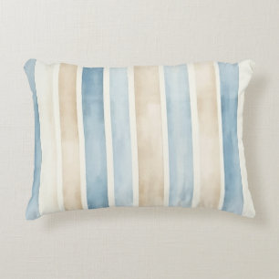 Beach Blue Cream Stripes Decorative Cushion