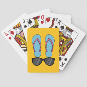 Beach Blue Flip Flops and Black Sunglasses Playing Cards