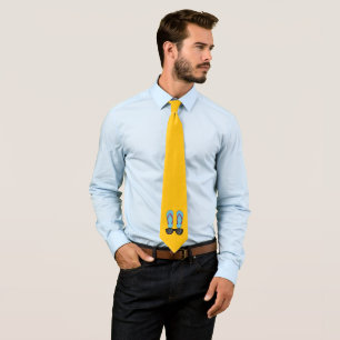 Beach Blue Flipflops and Black Sunglasses Tie