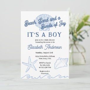 Beach Blue Ocean Baby Boy Shower Invitation