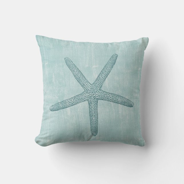 Beach Blue Ocean Starfish Cushion (Front)